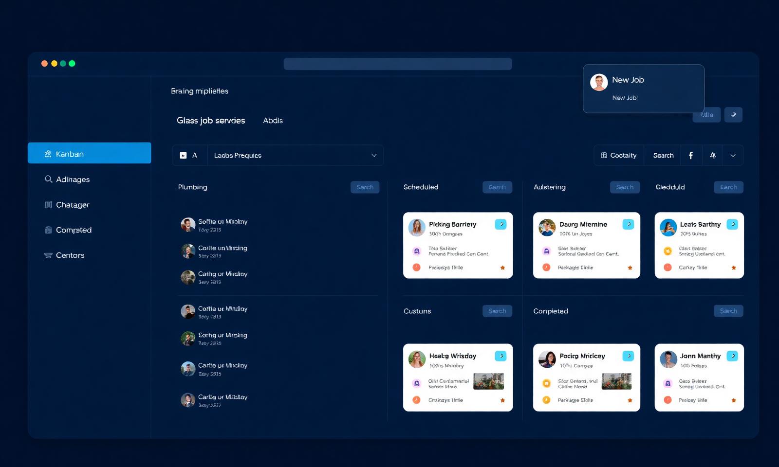 Absolutely dashboard showing the job pipeline for a home service crew